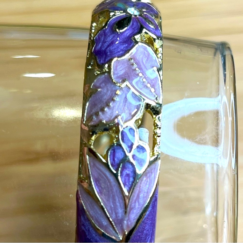 Floral bracelet, lilac/purple metal gold sturdy filigree
